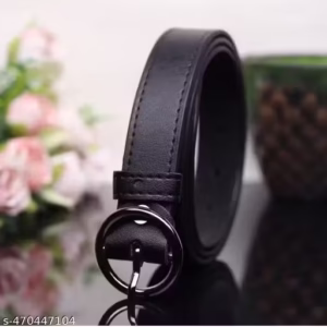 BLACK Ring Faux Leather Belt